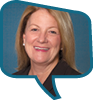 Headshot of Nancy Hesse in a teal speech bubble