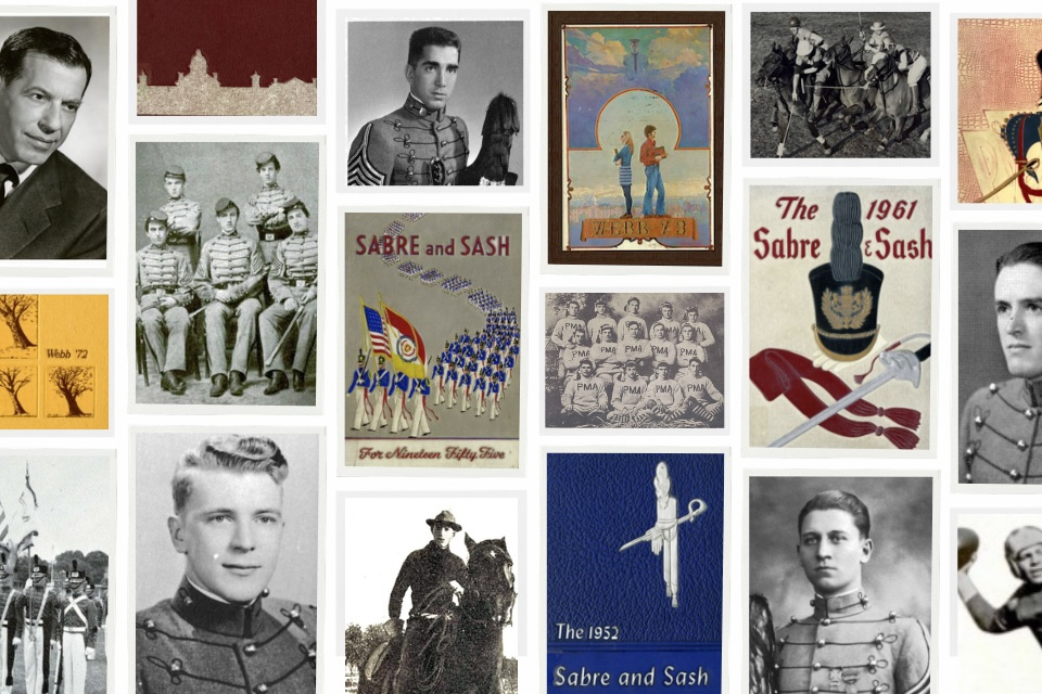 A collage of cadet photos and memorabilia from Pennsylvania Military College.