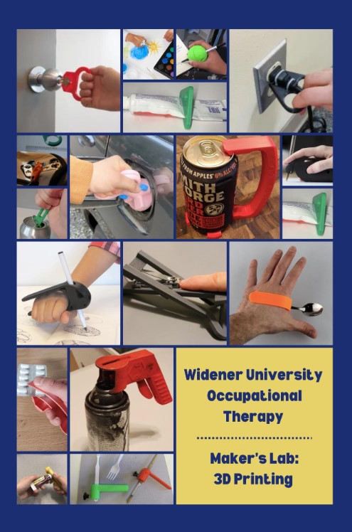 A collage of things that have been made using Widener's 3D printer