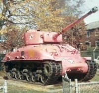 a tank painted pink on Pennsylvania Military College campus in chester pa