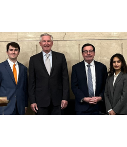 From left: Jake McCabe, District Attorney Kevin Steele, First Assistant District Attorney Ed McCann, Amanpreet Kaur