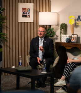 Dean cummings on the set of the podcast recording.