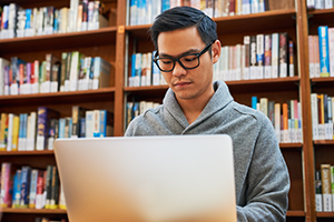 Student taking online class