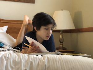 Child studying at home