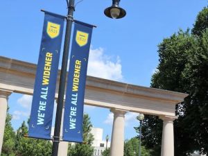 banners reading we're all widener