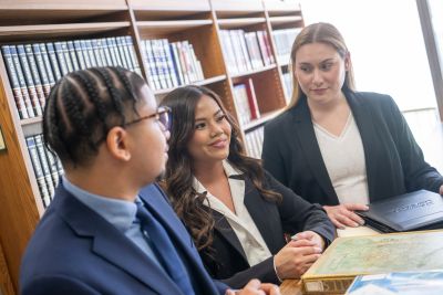 JD MBA students in law library at Widener University.