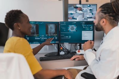 People looking at an xray