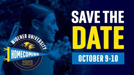 A save the date graphic for Homecoming 2026 at Widener